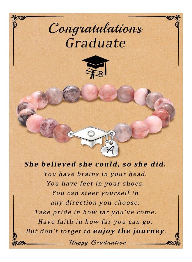 Sistble Graduation Gifts Class of 2025 Graduation Bracelet A Initial Bracelets for Women 8th 6th 5th Grade Graduation Decorations Middle High School Teen Girl Gifts Zebra Stone Jewelry - Image 1